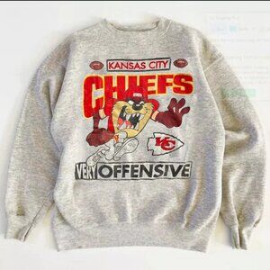 KC CHIEFS Taz Looney Tunes graphic ash Sweatshirt unisex